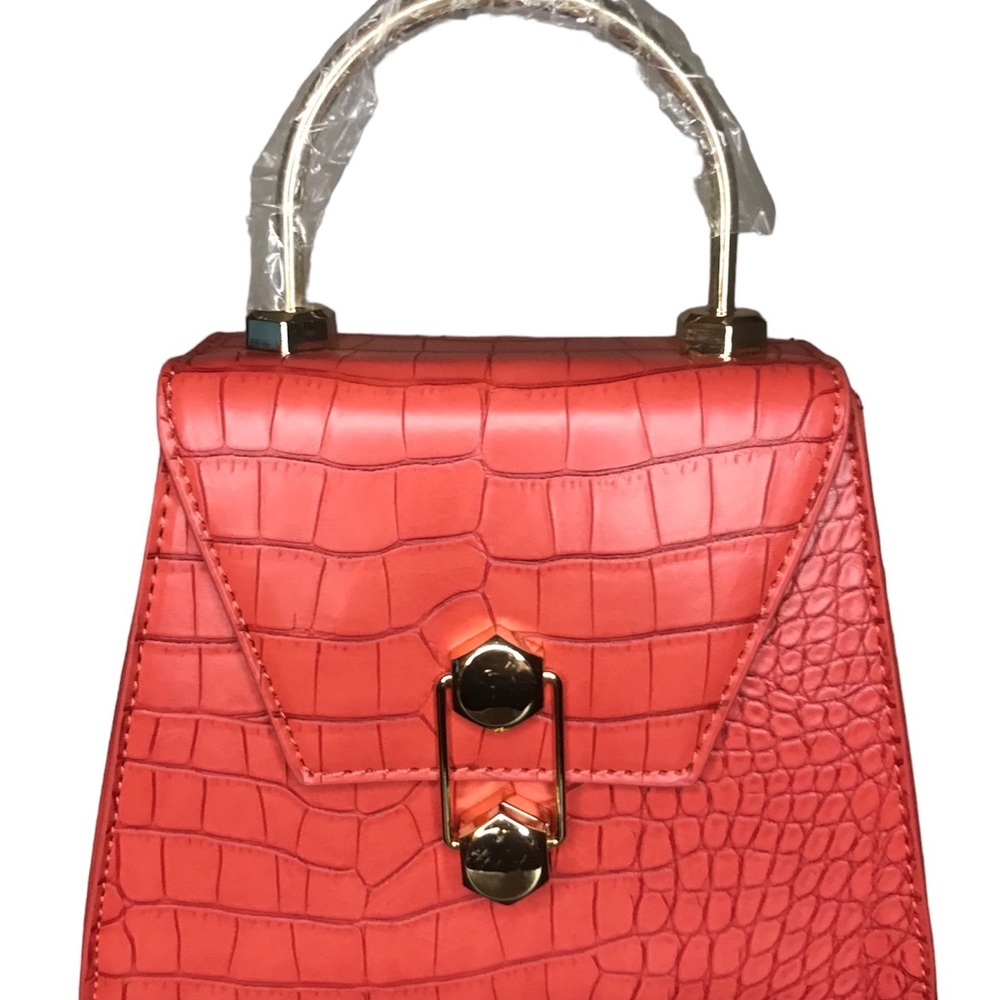 NWT Salmon Red Badgley Mischka Vegan Leather Top Handle Bag/Crossbody